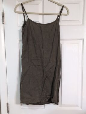 Old Navy Olive/Taupe Spaghetti Strap Linen Dress